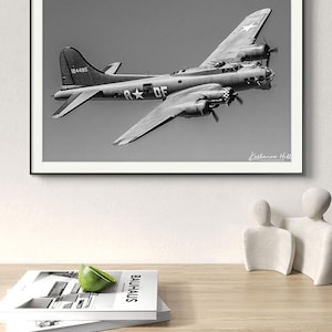 B-17 Flying Fortress WWII Photo Print: Black and White Aircraft Art