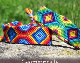 Geometrically friendship bracelet pattern - PDF tutorial - beginner level