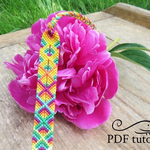 Morning Glow friendship bracelet pattern - PDF tutorial - beginner level