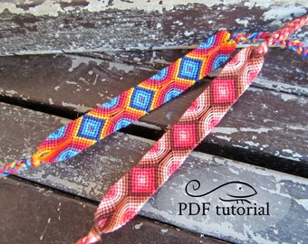 Geometrically friendship bracelet pattern - PDF tutorial - beginner level