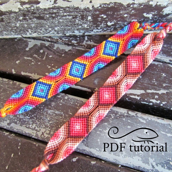 Geometrically friendship bracelet pattern - PDF tutorial - beginner level