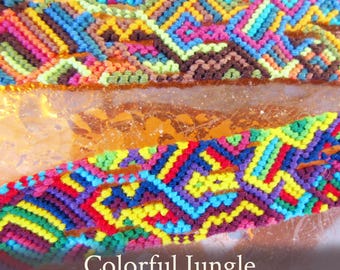 Colorful Jungle abstract friendship bracelet pattern - PDF tutorial - intermediate level