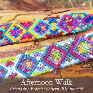 Afternoon Walk friendship bracelet pattern - PDF tutorial - intermediate level
