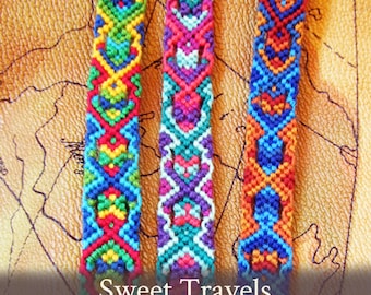 Patrón de pulsera de la amistad Sweet Travels - Tutorial en PDF - Nivel principiante avanzado
