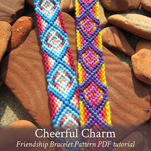 Cheerful Charm friendship bracelet pattern - PDF tutorial - beginner level