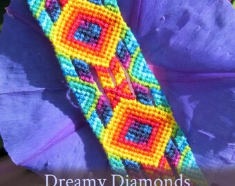 Dreamy Diamonds friendship bracelet pattern - PDF tutorial - intermediate level