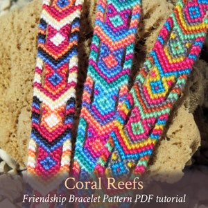 Patrón pulsera de la amistad Arrecifes de Coral - tutorial en PDF - nivel principiante