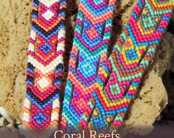 Coral Reefs friendship bracelet pattern - PDF tutorial - beginner level