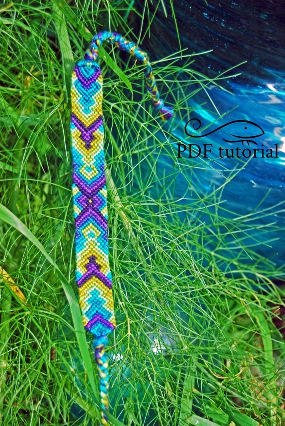 Friendship Bracelet Pattern, Bracelet Pattern, land of Lagoons,  Downloadable PDF Pattern, DIY Bracelet Tutorial, Bracelet Making Tutorial 