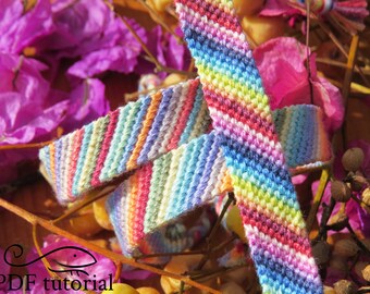 Simple Stripy or Candy Stripes friendship bracelet pattern - PDF tutorial - beginner level