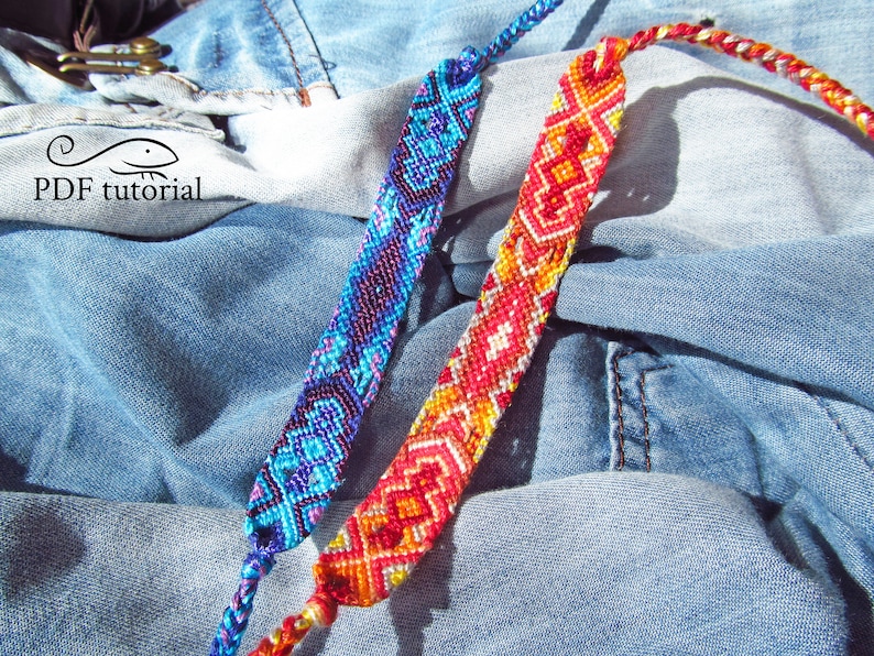 Sand and Sun friendship bracelet pattern PDF tutorial intermediate level image 1