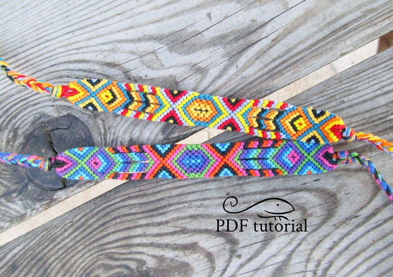 Sunrise Buzz friendship bracelet pattern PDF tutorial beginner level image 1