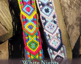 White Nights friendship bracelet pattern - PDF tutorial - strong beginner level