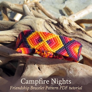 Campfire Nights friendship bracelet pattern - PDF tutorial - beginner level