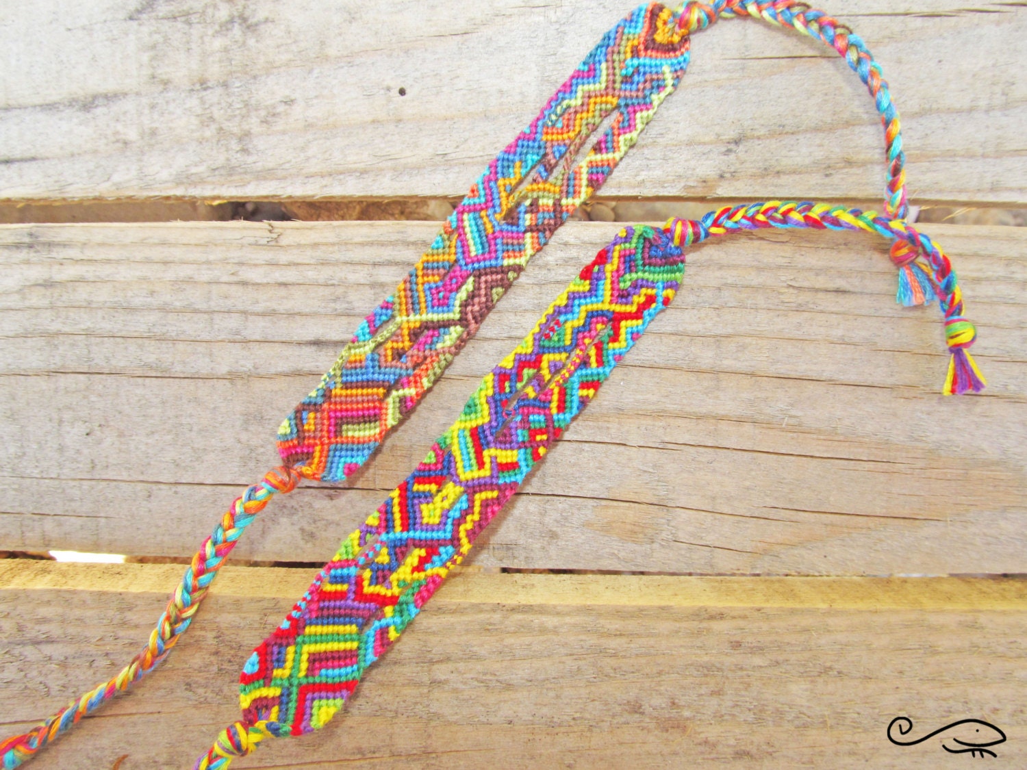 Friendship Bracelet Vertical And Diagonal Stripes, Made To Order