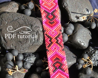 Nocturnal Berries friendship bracelet pattern - PDF tutorial - intermediate level