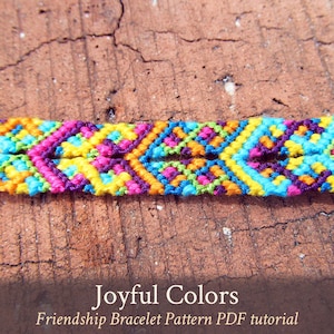 Joyful Colors friendship bracelet pattern - PDF tutorial - beginner level