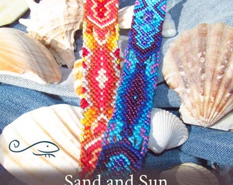Sand and Sun friendship bracelet pattern - PDF tutorial - intermediate level