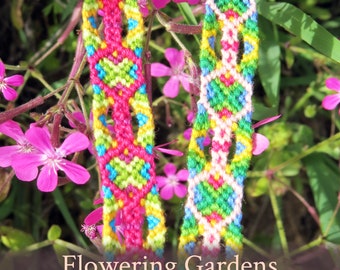 Flowering Gardens friendship bracelet pattern - PDF tutorial - strong beginner level