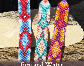 Patrón de pulsera de la amistad de Fuego y Agua - Tutorial en PDF - Nivel intermedio