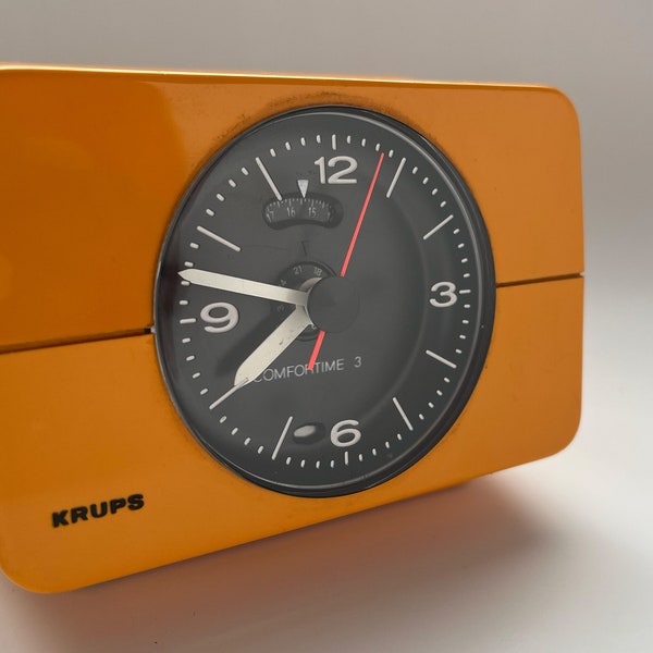 Krups Comforttime 3 orange-yellow alarm clock 1970th 70er Jahre Vintage Mid Century elektrischer Wecker