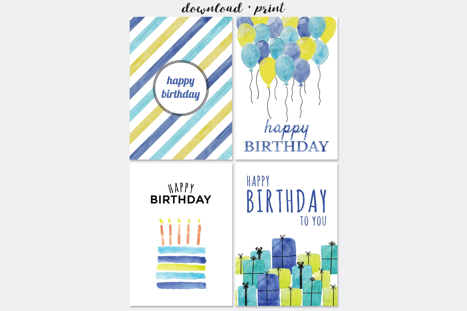 printable birthday cards for him instant download pdf etsy