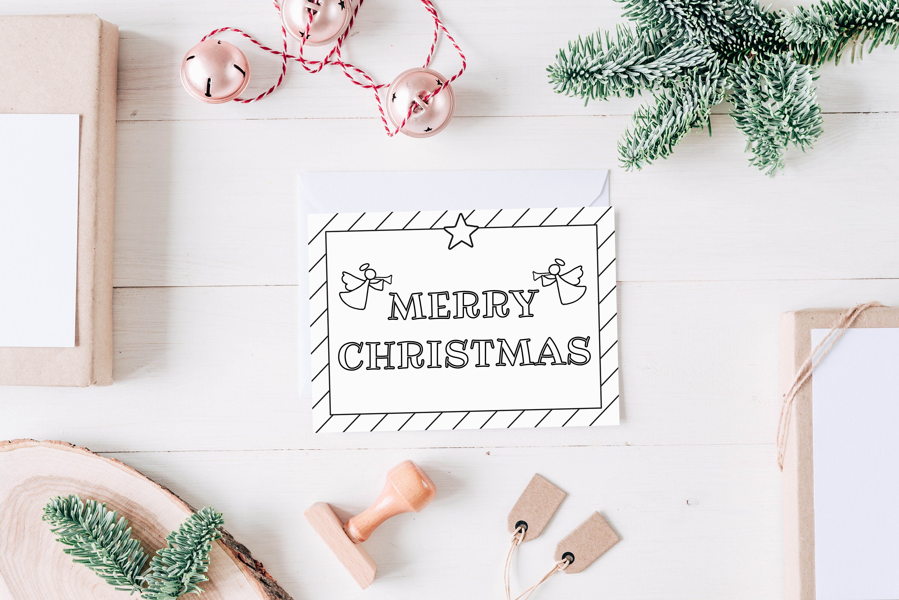Printable Colouring Christmas Card, Merry Christmas Colour-in Kids ...