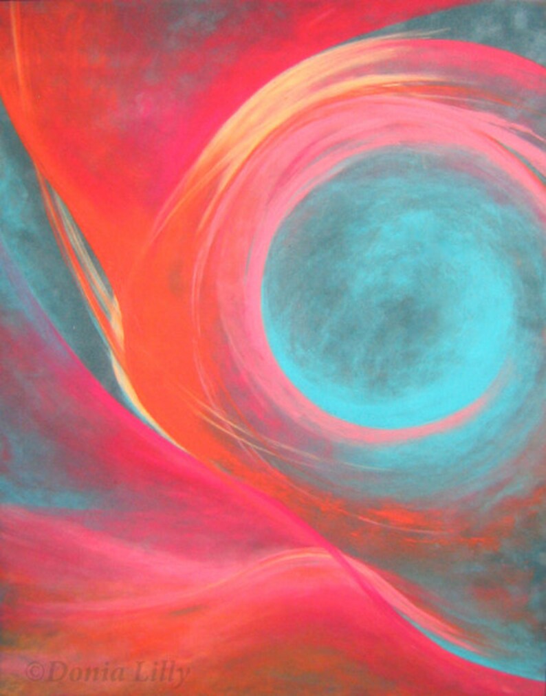 Coral Pink &amp; Teal turquoise swirl abstract art decor: metal | Etsy