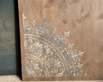 Decorative panel brown wooden panel decoration gift craft mandala chalk paint unique