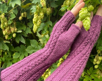Poignets en laine, poignets tricotés, poignets, poignets violets, chauffe-poignets