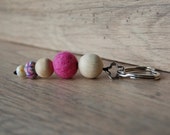 Keychain Felt Beads Pocket Pendant Wood