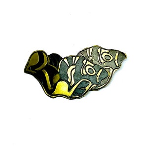 Brutalist Artisan vintage fish brooch, 1960’s/1970’s vintage mixed metal brooch, Brutalist statement fish brooch, gifts for her
