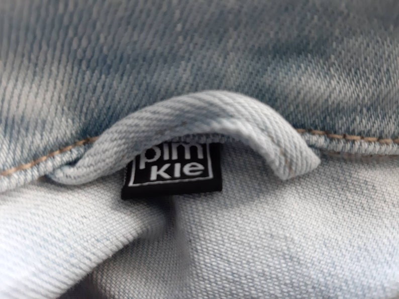 Pimki 1980/'s vintage light blue denimjean vest jacket UK12 US8 EU38