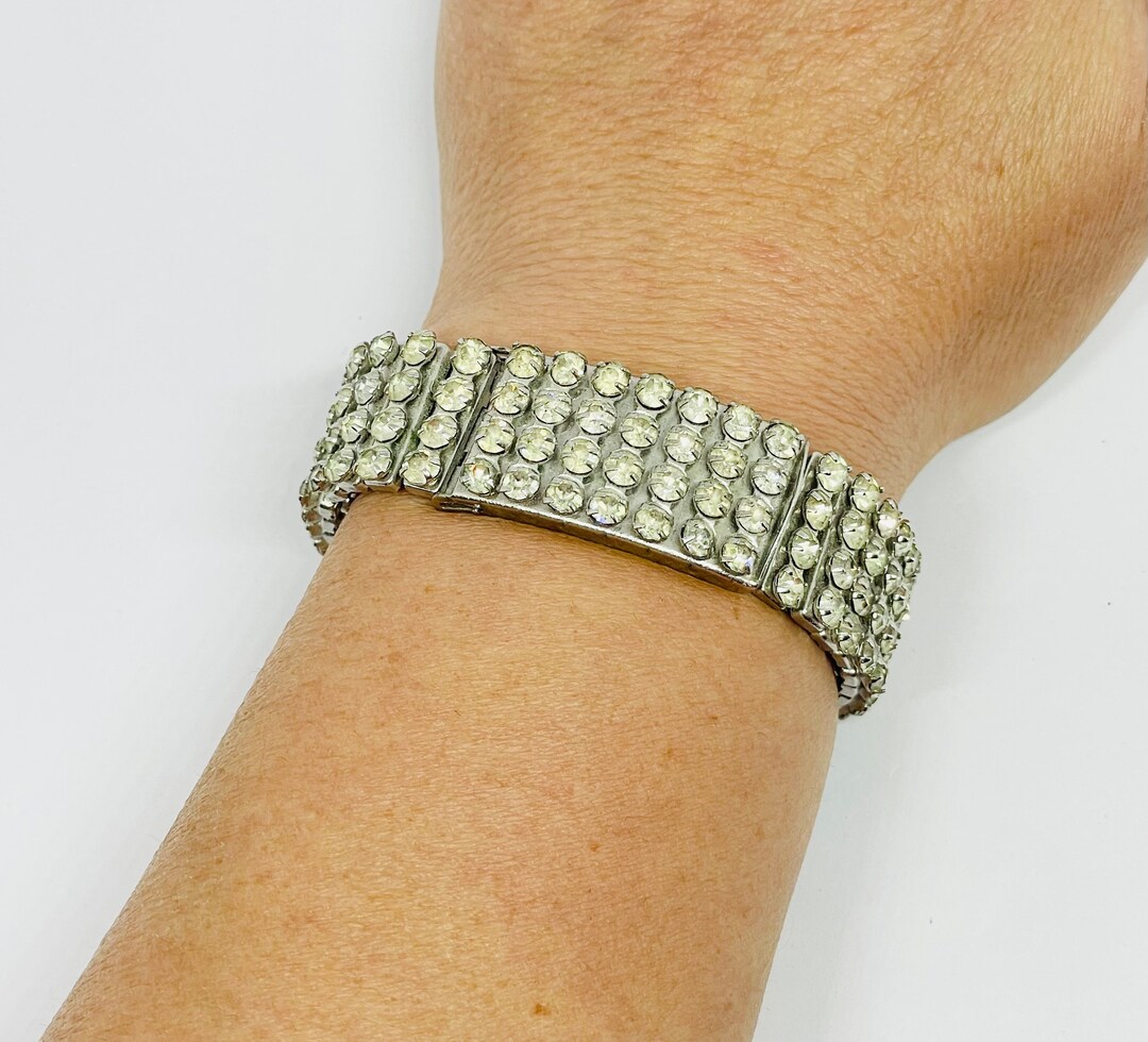 Art Deco C.1950s Vintage Bracelet Empire Made Rhinestone Etsy
