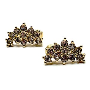 1980’s vintage earrings, gold tone and diamante earrings, clip on  statement earrings, gifts for her