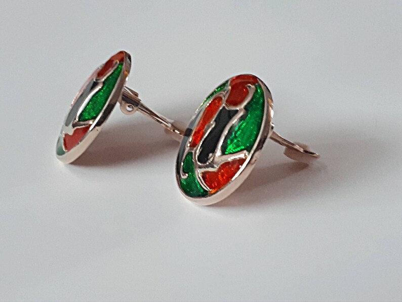 1970/'s vintage earrings 70/'s clipon earrings 60/'s patterned earrings ladies earrings retro earrings costume jewellery