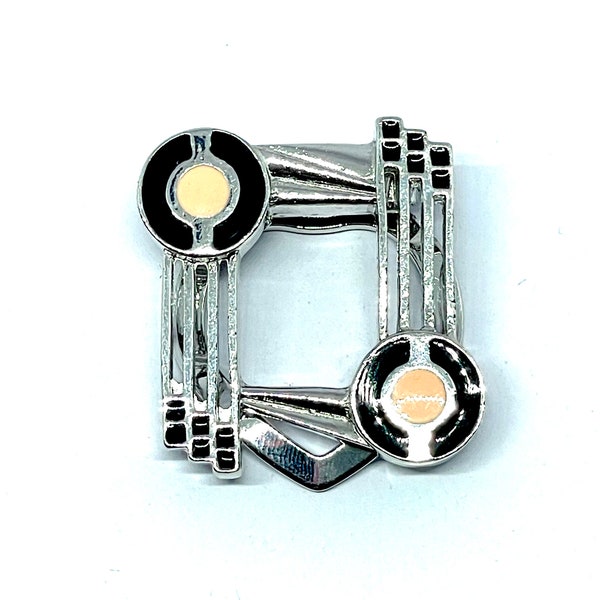 Vintage art deco scarf clip, Macintosh style silver tone metal clip, gifts for her