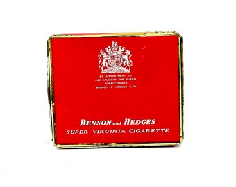 1950’s vintage tin, Benson and hedges Super Virginia Cigarette tin, collectors tin, home decor