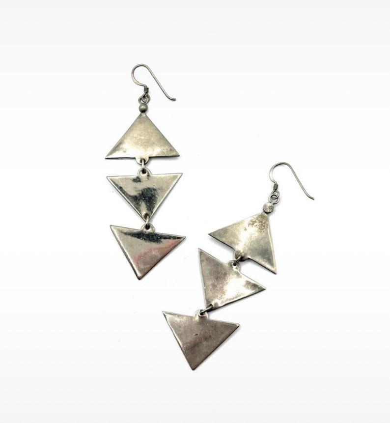 Stainless Steel Triangular Modernist Dangly 1980’s Vintage Statement ...
