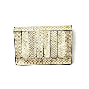 Rare Vintage 1950s Genuine Python Snakeskin Clutch/Bag - Scalloped Flap & Kiss Lock Interior
