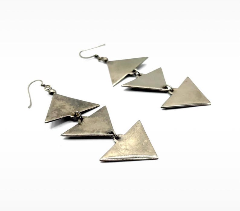 Stainless Steel Triangular Modernist Dangly 1980’s Vintage Statement ...