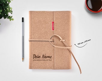 Carnet personnalisé en cuir véritable FLAP »Nom« A5 · unicadu.de