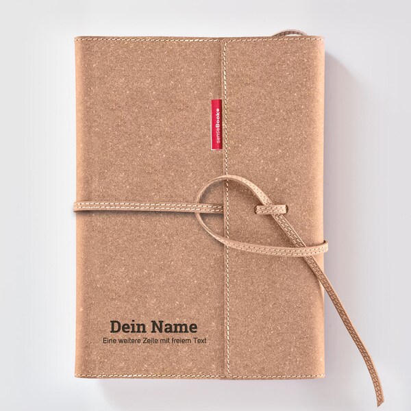 Personalisiert Echtleder-Notizbuch FLAP »Name« A5 · unicadu.de