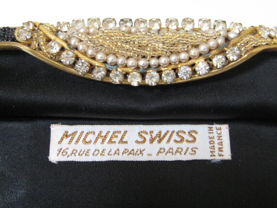 Vintage Michel Swiss Black Beaded and Rhinestone … - image 5