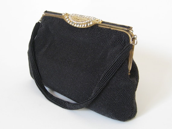 Vintage Michel Swiss Black Beaded and Rhinestone … - image 4