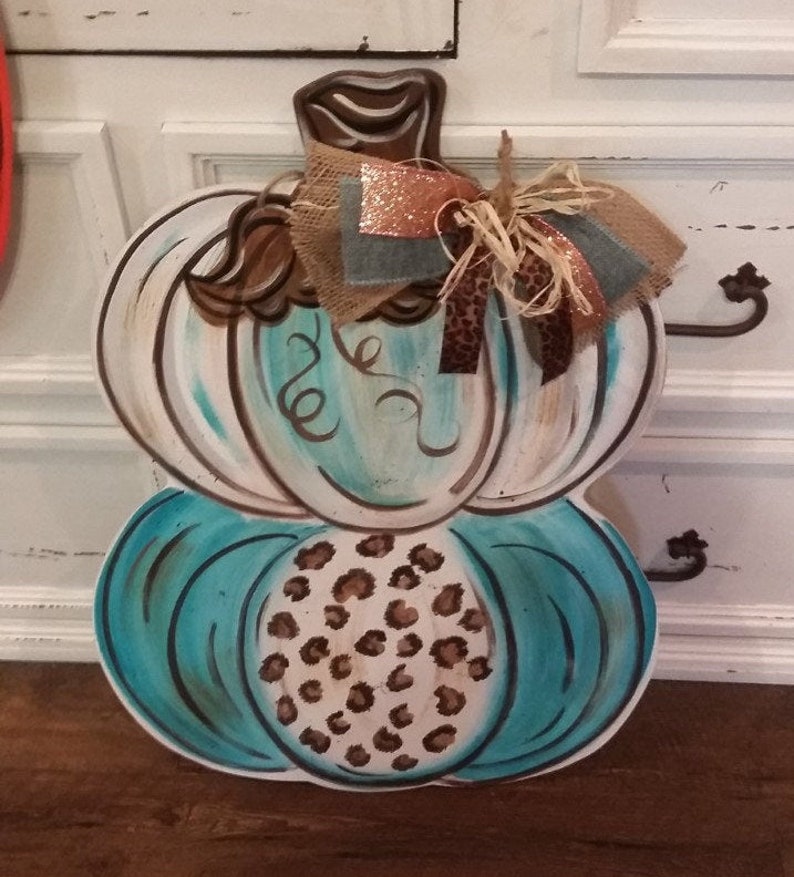 stacked-pumpkins-wood-door-hanger-farmhouse-blue-pumpkin-door-etsy