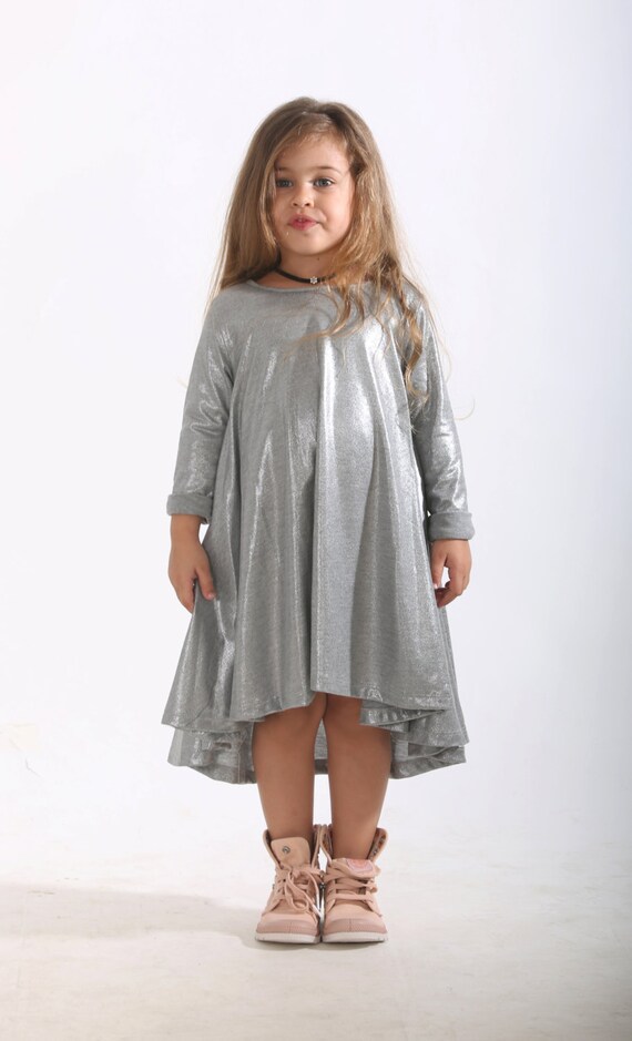 girls silver holiday dress