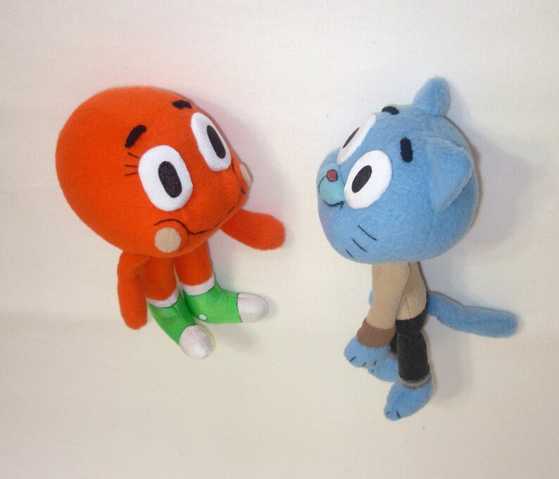 Gumball & Darwin stuffed toys from Amazing World of Gumball Etsy