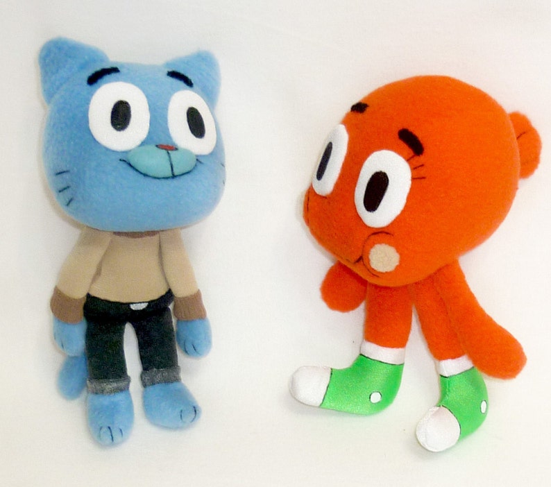 Gumball & Darwin stuffed toys from Amazing World of Gumball Etsy
