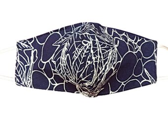 Indigo Face Mask, double layers, FREE SHIPPING!! Natural, handmade, washable, reusable, breathable, hygienic, unique, stylish, cool, unisex